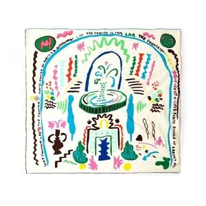 Lar Studio Fountain Scarf White 100% Silk 25"X 25" Ethically Made Rolled Hem R2